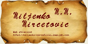 Miljenko Mirčetović vizit kartica